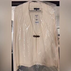 Cream Shawl Collar Cardigan with Toggle Closure